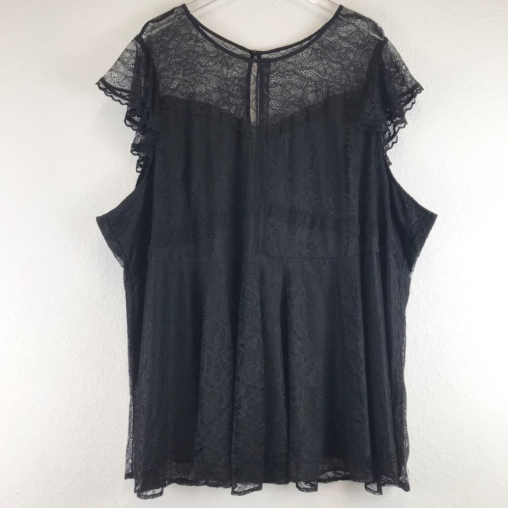 Torrid Peplum Lace Ruffle Sleeve Top Black Boho Romantic Gothic Plus Size 6X